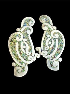 Margot de Taxco Sterling Silver Enamel Earrings #510 Mid Century